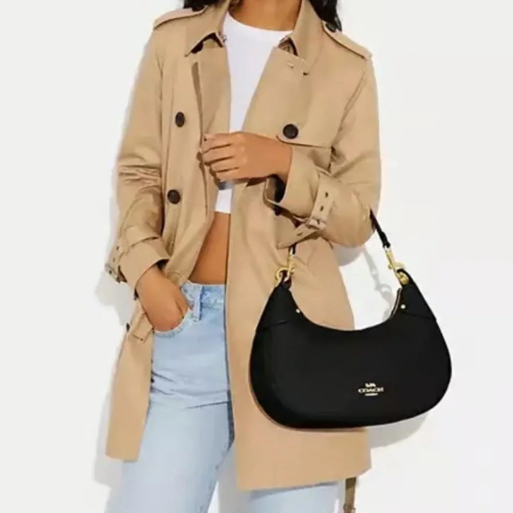 SOLD! Coach Mara Leather Hobo / Crossbody Bag in Black/Gold, EUC, Retail $428 - Picture 10 of 11